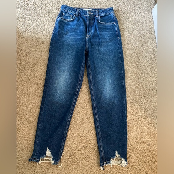 Zara High Rise Distressed Mom Jeans - Picture 4 of 5